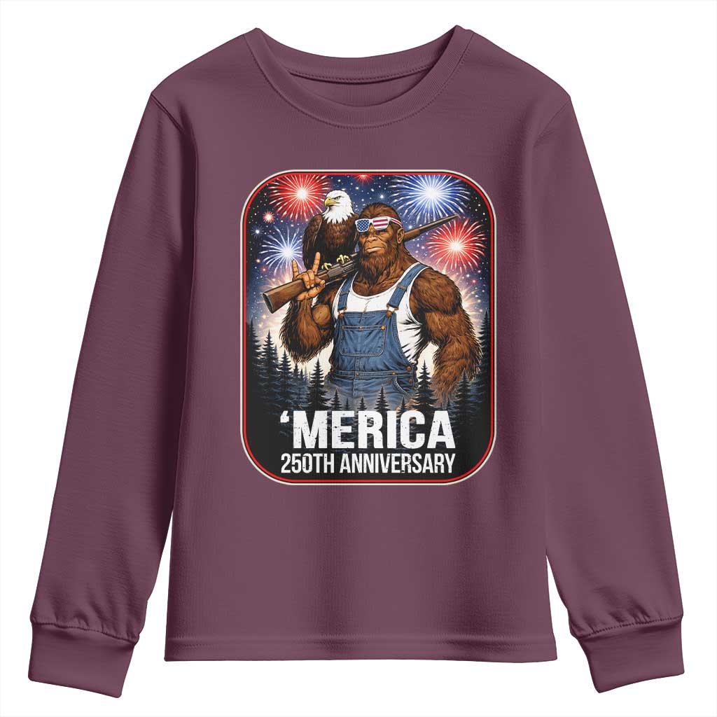 Funny Bigfoot America 250 Years Of American Freedom Youth Sweatshirt