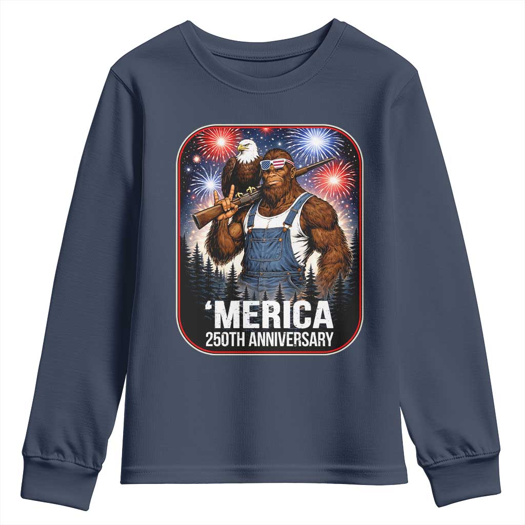 Funny Bigfoot America 250 Years Of American Freedom Youth Sweatshirt