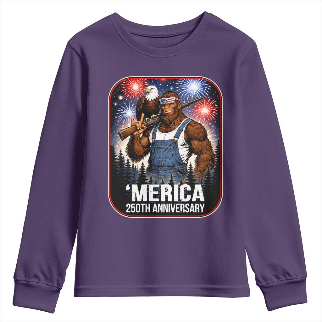 Funny Bigfoot America 250 Years Of American Freedom Youth Sweatshirt