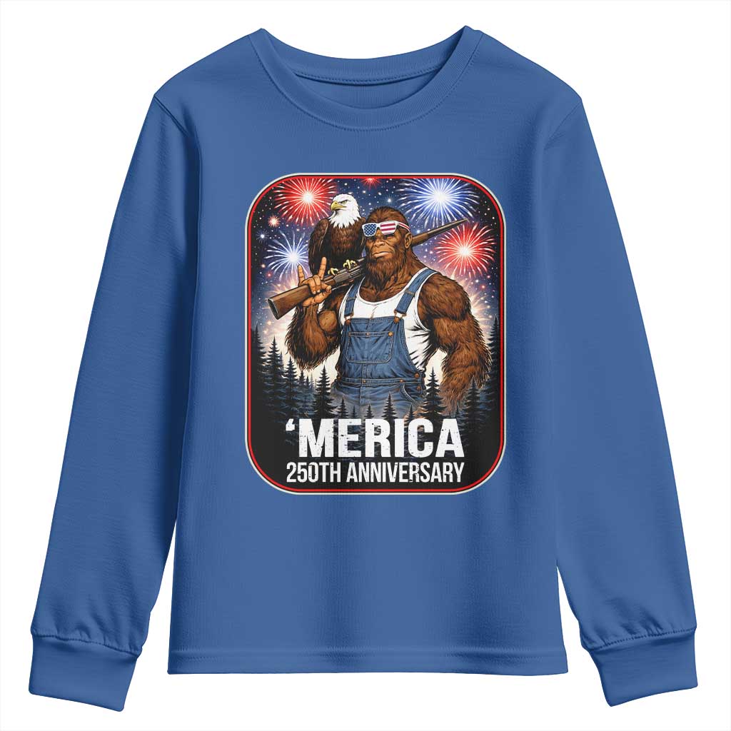 Funny Bigfoot America 250 Years Of American Freedom Youth Sweatshirt