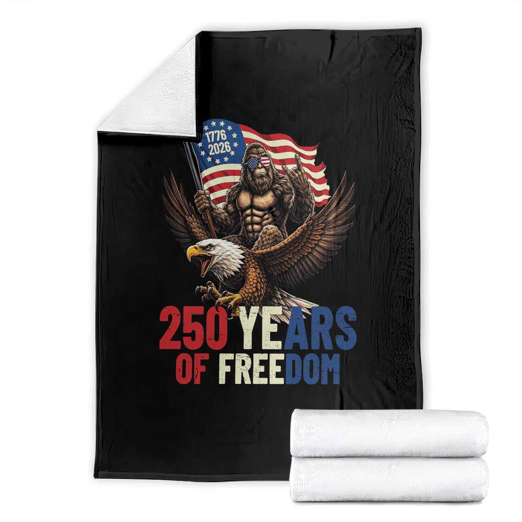 Funny Patriotic Bigfoot Throw Blanket 250 Years Of American Freedom