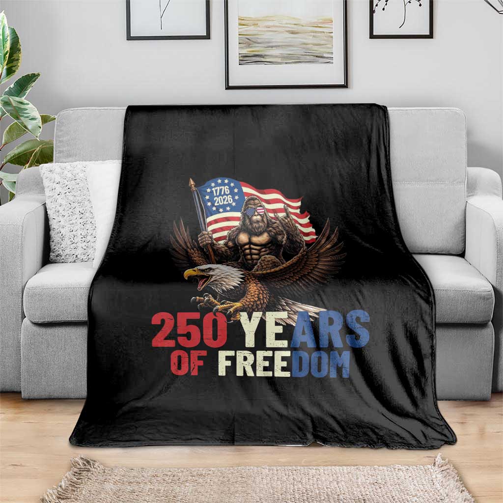 Funny Patriotic Bigfoot Throw Blanket 250 Years Of American Freedom