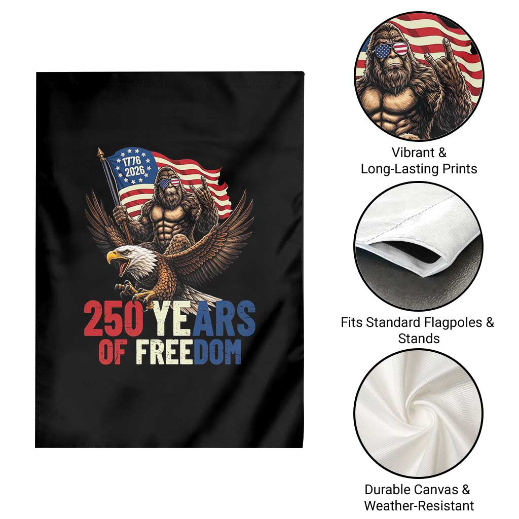 Funny Patriotic Bigfoot Garden Flag 250 Years Of American Freedom