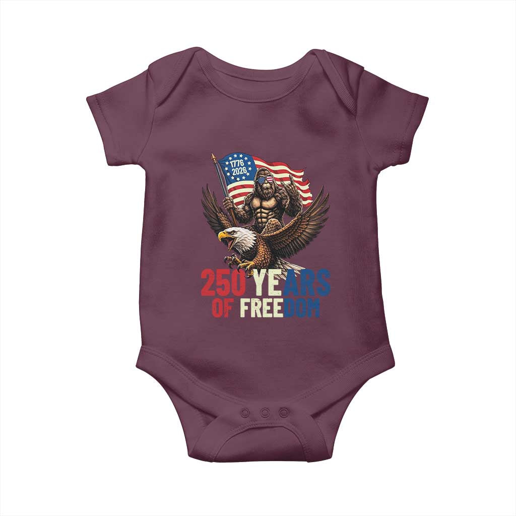Funny Patriotic Bigfoot Baby Onesie 250 Years Of American Freedom