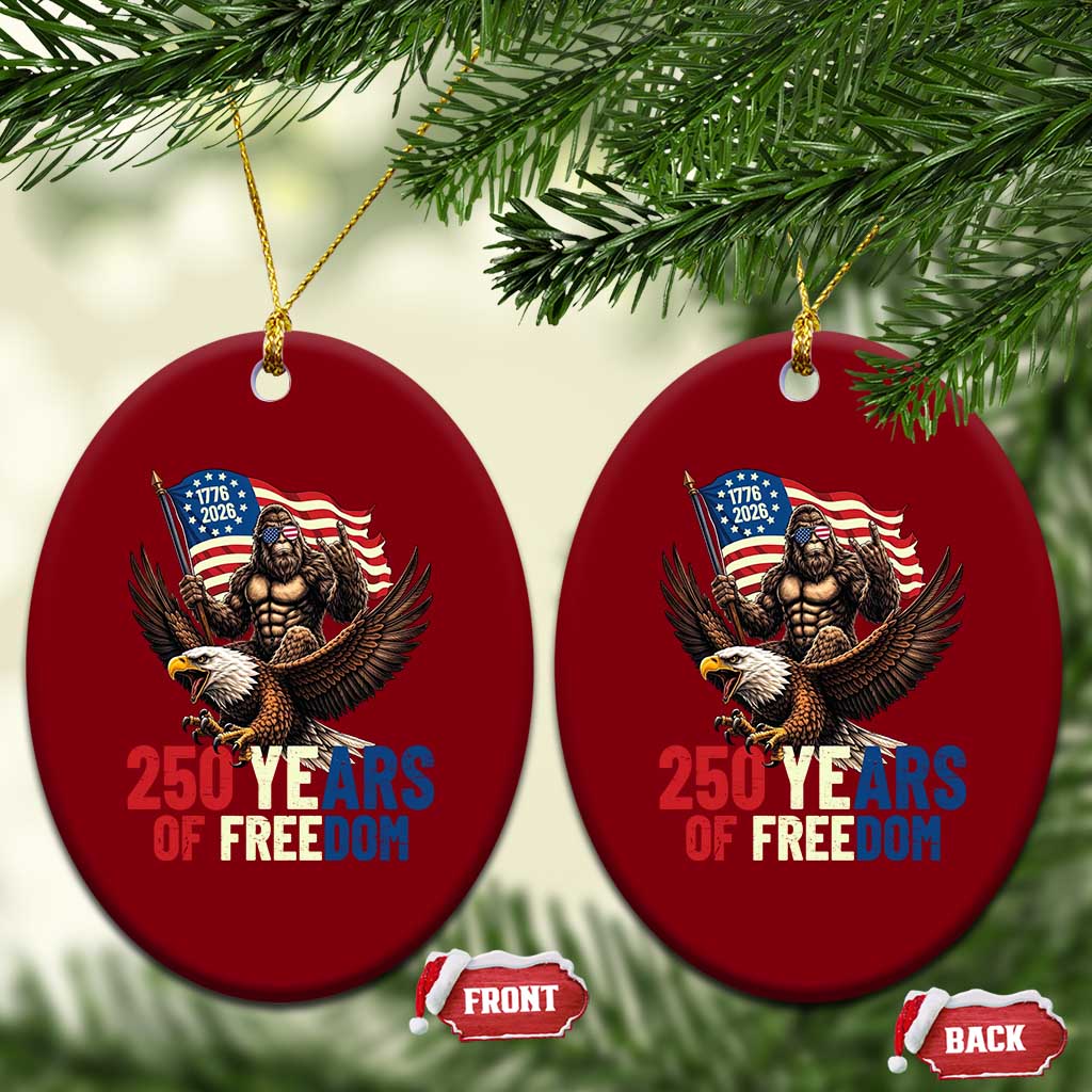 Funny Patriotic Bigfoot Ceramic Ornament 250 Years Of American Freedom