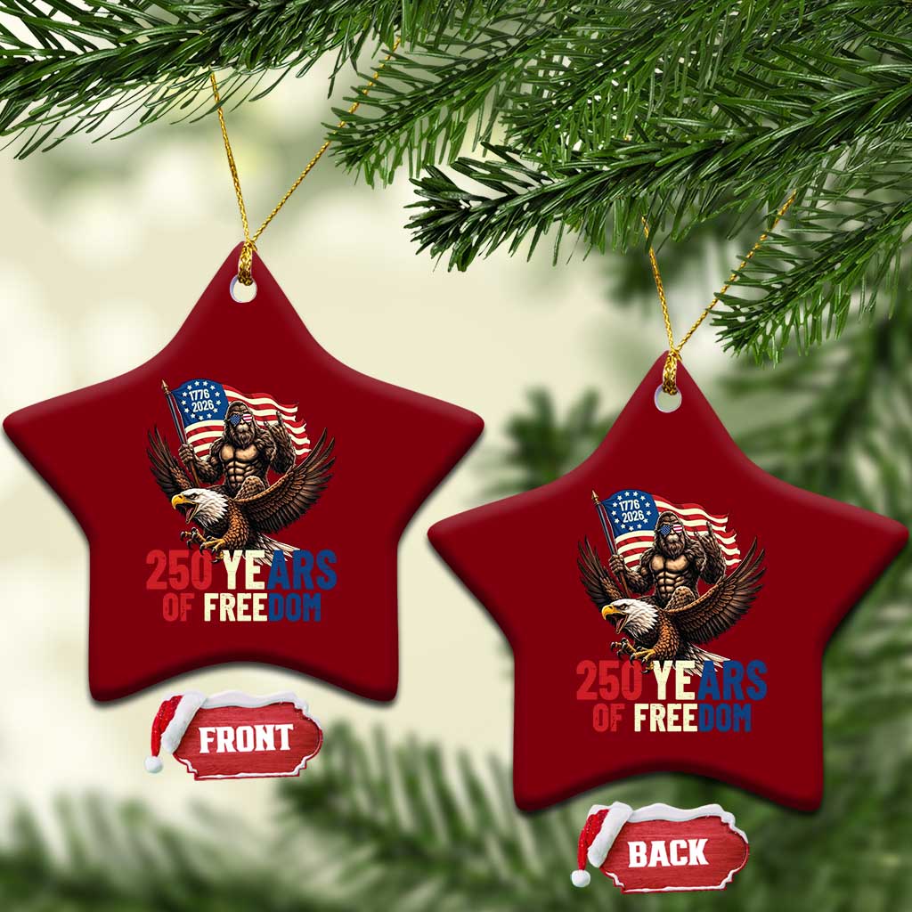Funny Patriotic Bigfoot Ceramic Ornament 250 Years Of American Freedom