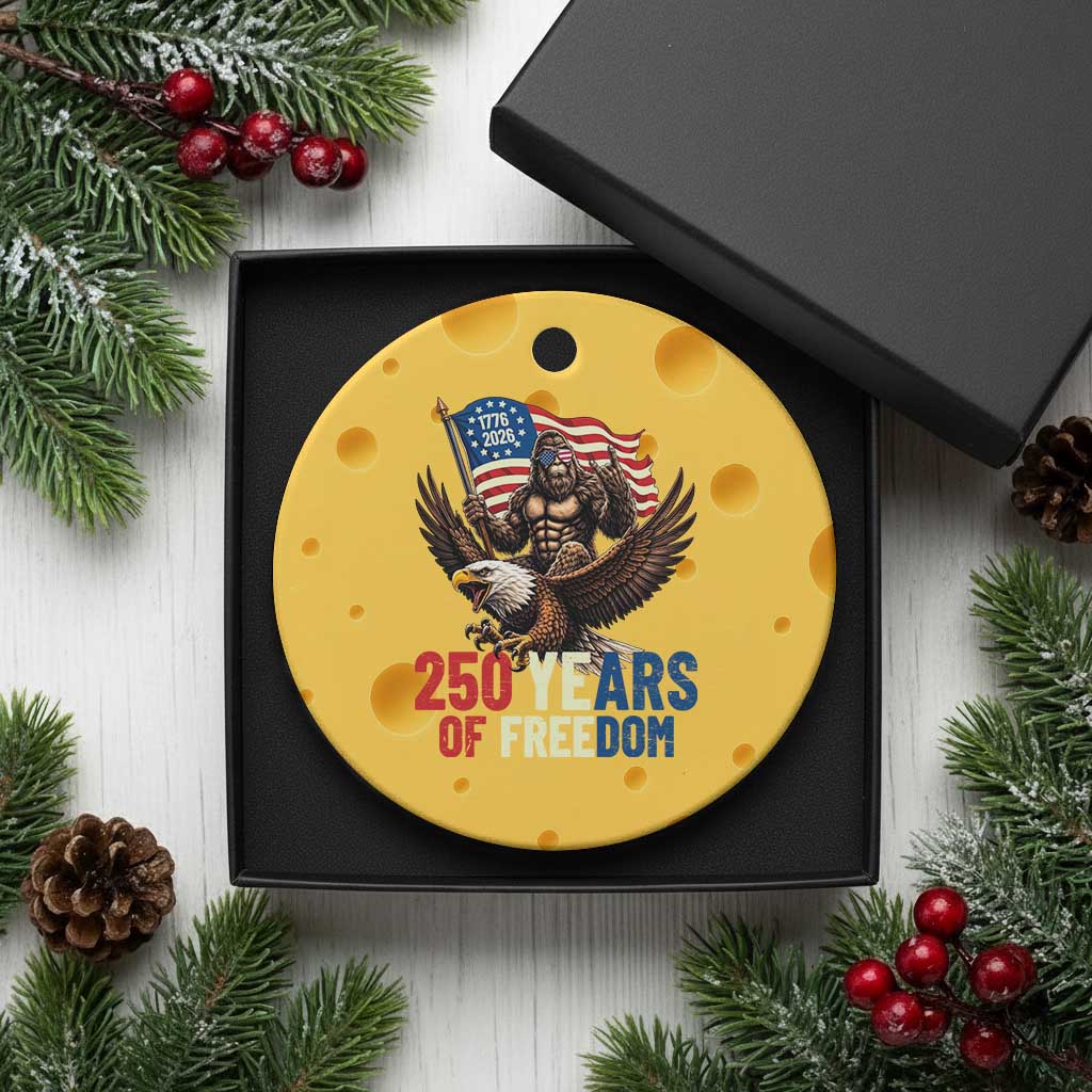Funny Patriotic Bigfoot Ceramic Ornament 250 Years Of American Freedom