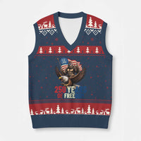 Funny Patriotic Bigfoot V-Neck Knit Sweater Vest 250 Years Of American Freedom