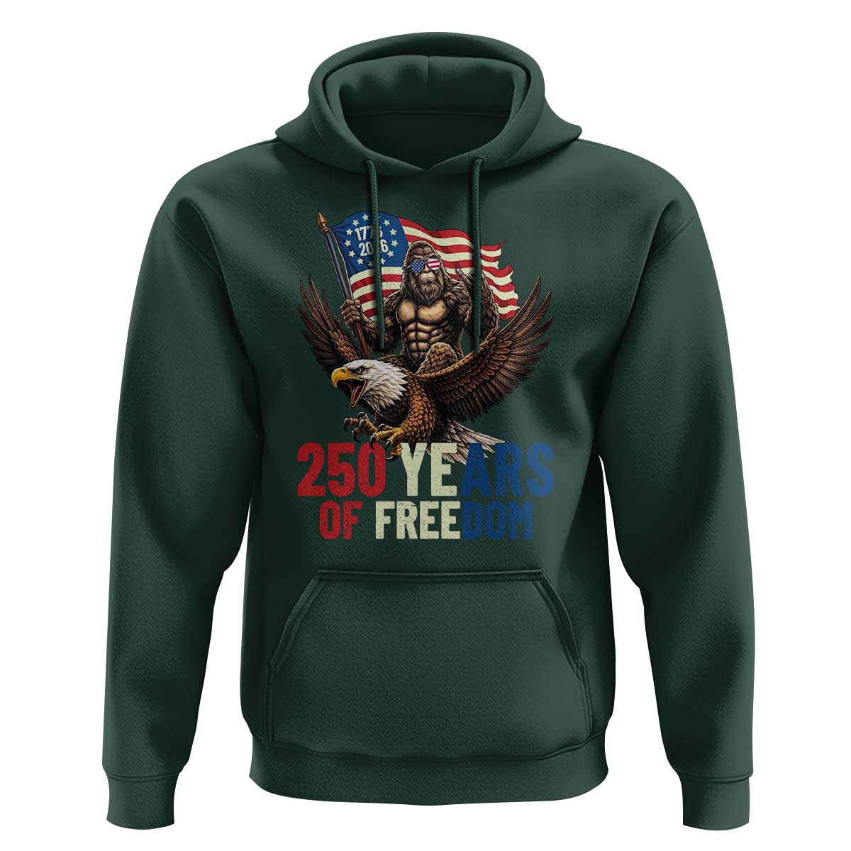 Funny Patriotic Bigfoot Hoodie 250 Years Of American Freedom