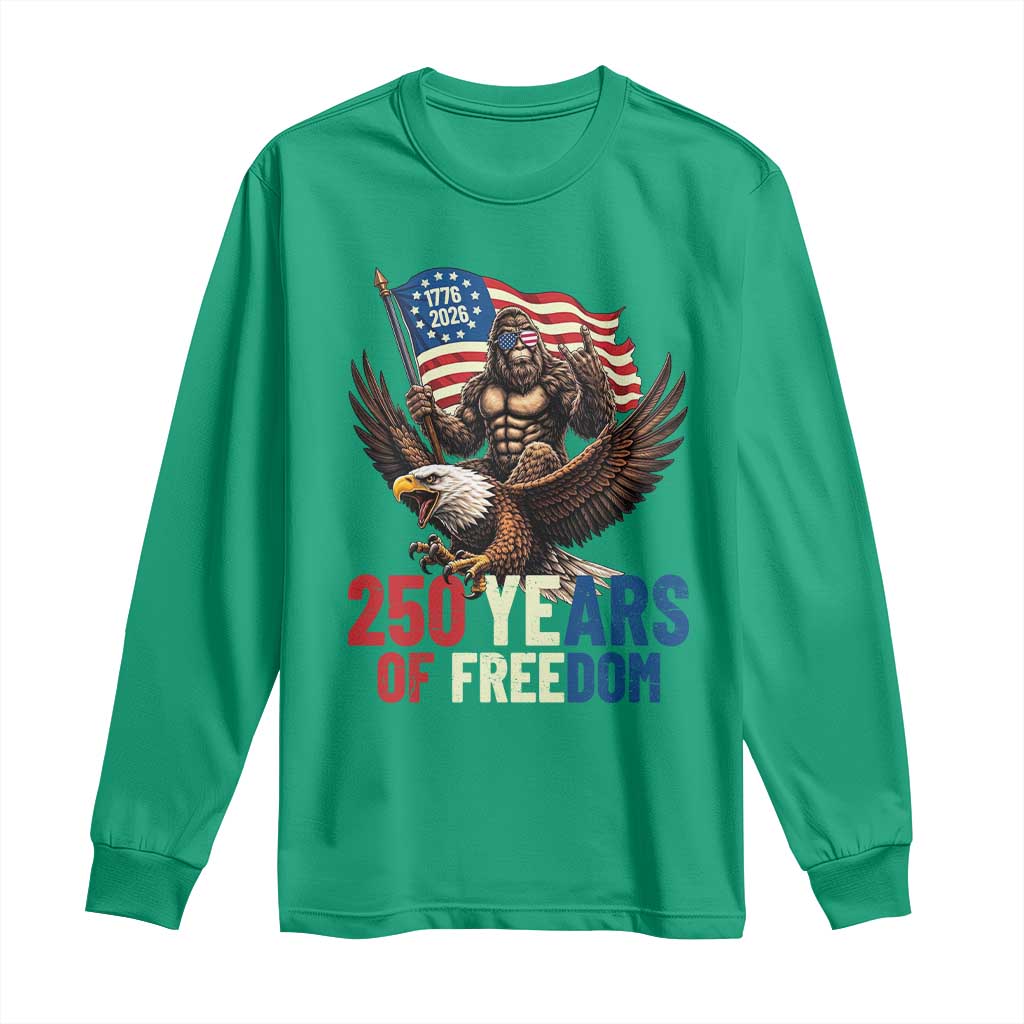 Funny Patriotic Bigfoot Long Sleeve Shirt 250 Years Of American Freedom