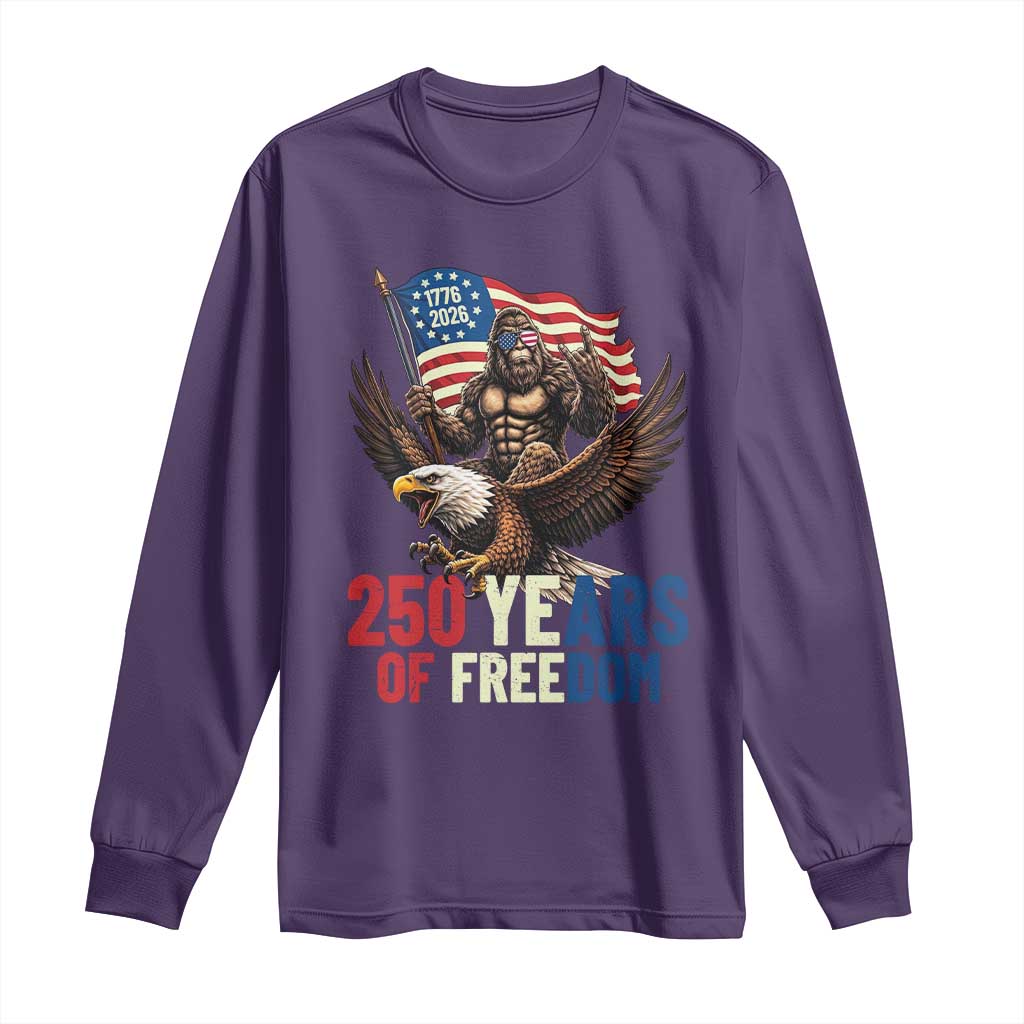 Funny Patriotic Bigfoot Long Sleeve Shirt 250 Years Of American Freedom