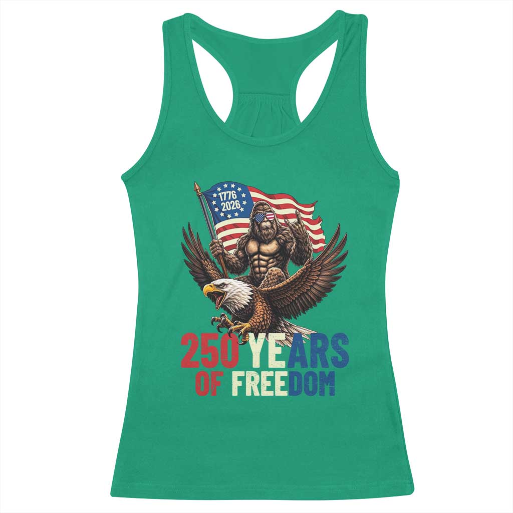 Funny Patriotic Bigfoot Racerback Tank Top 250 Years Of American Freedom