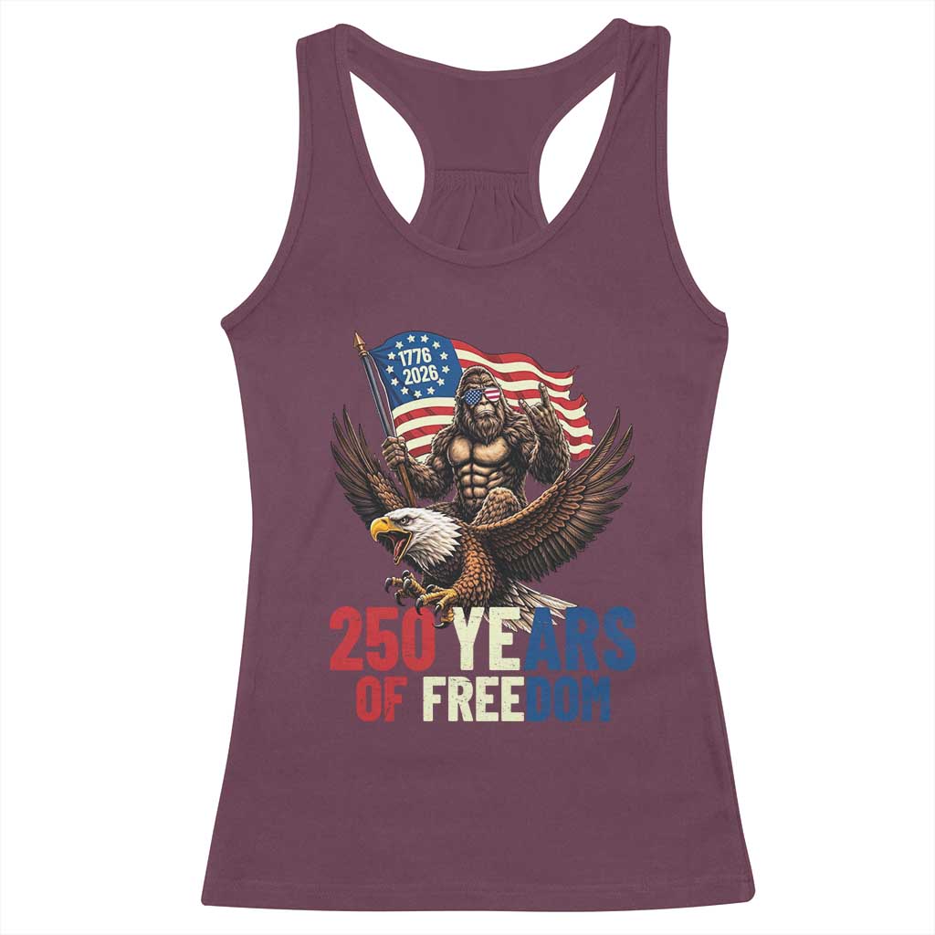 Funny Patriotic Bigfoot Racerback Tank Top 250 Years Of American Freedom