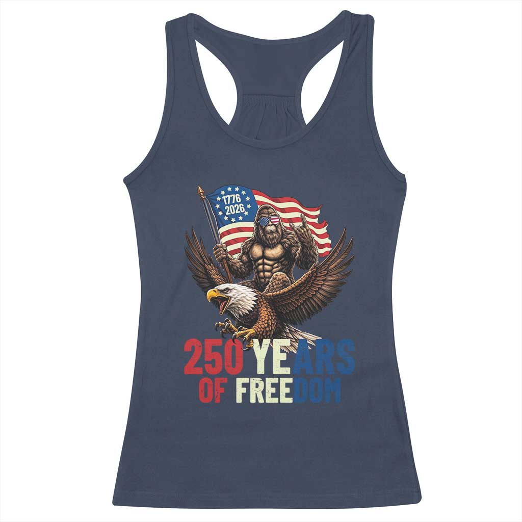 Funny Patriotic Bigfoot Racerback Tank Top 250 Years Of American Freedom