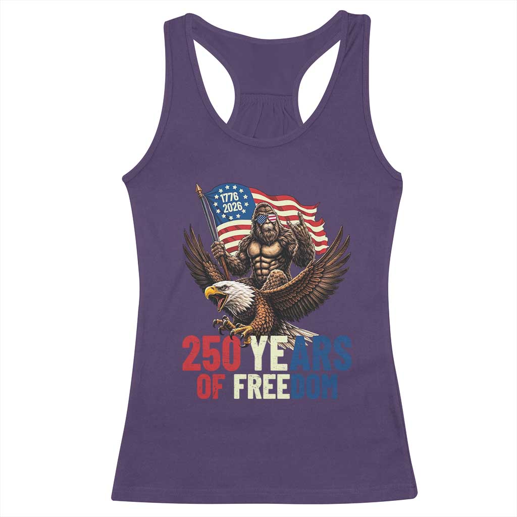Funny Patriotic Bigfoot Racerback Tank Top 250 Years Of American Freedom