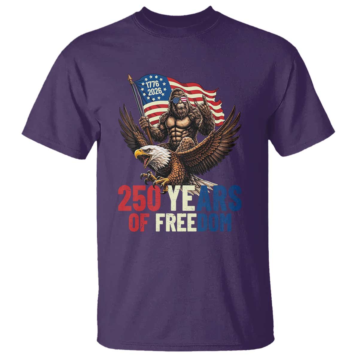 Funny Patriotic Bigfoot T Shirt 250 Years Of American Freedom