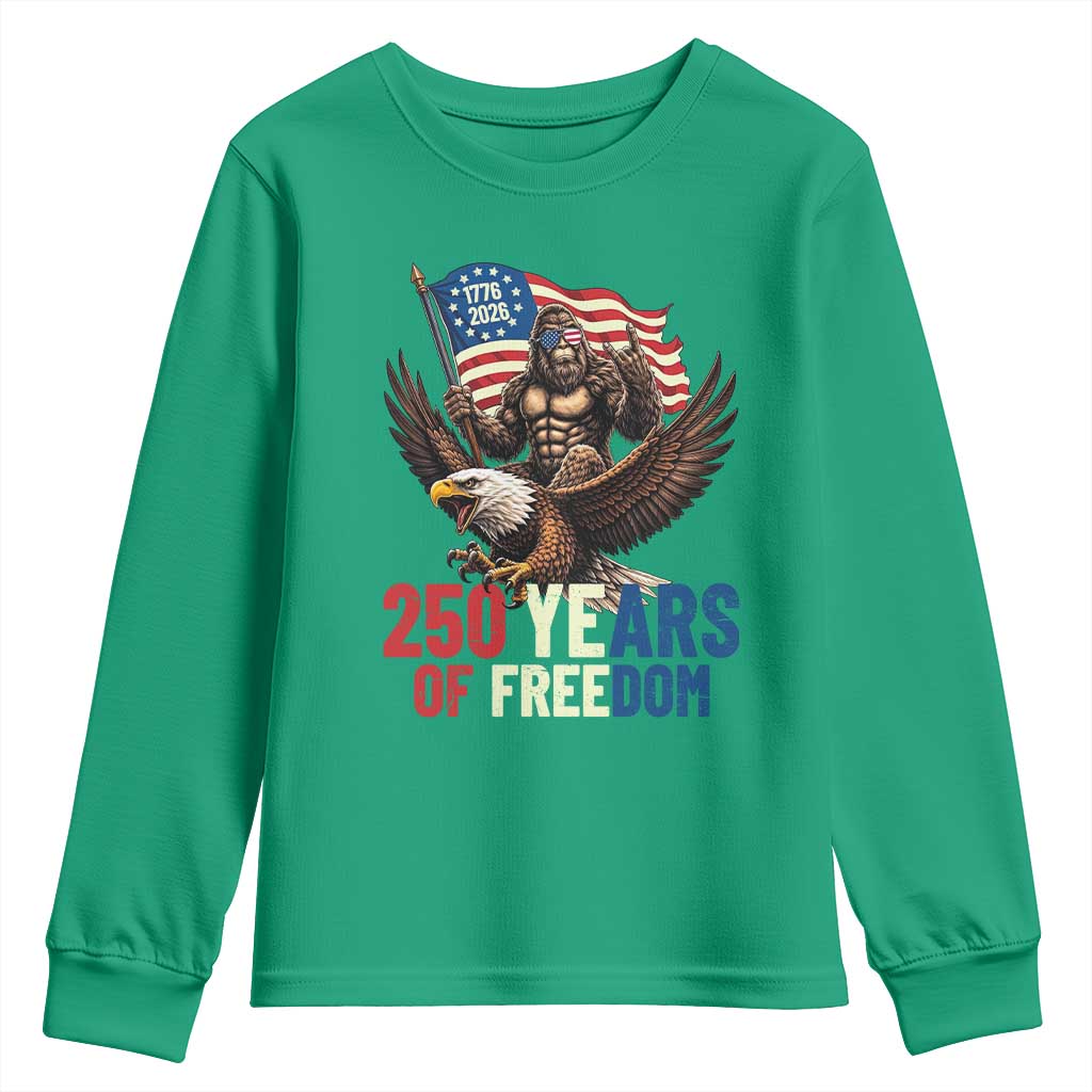 Funny Patriotic Bigfoot Youth Sweatshirt 250 Years Of American Freedom
