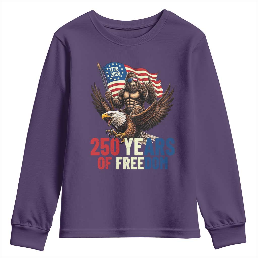Funny Patriotic Bigfoot Youth Sweatshirt 250 Years Of American Freedom