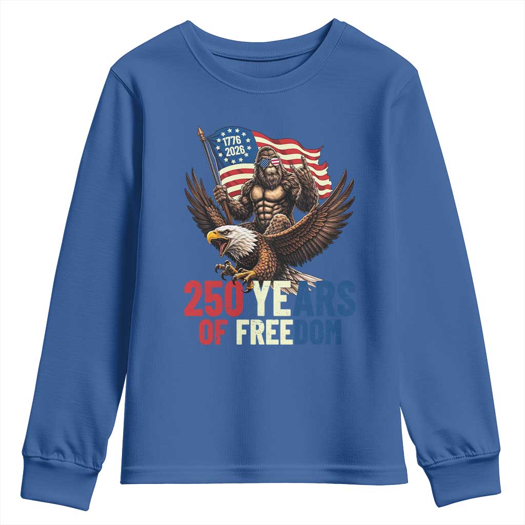 Funny Patriotic Bigfoot Youth Sweatshirt 250 Years Of American Freedom