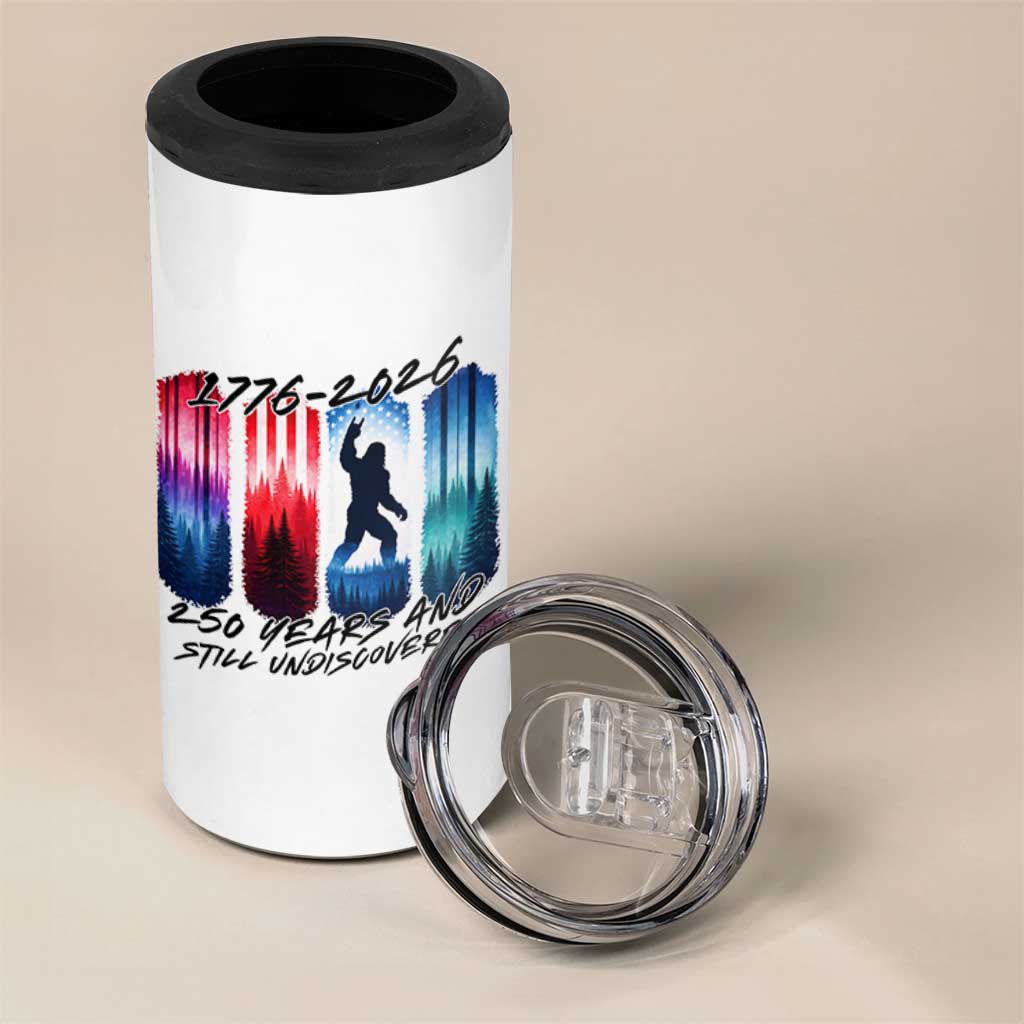 Funny Patriotic Bigfoot 4 in 1 Can Cooler Tumbler 250 Years And Still Undiscovered
