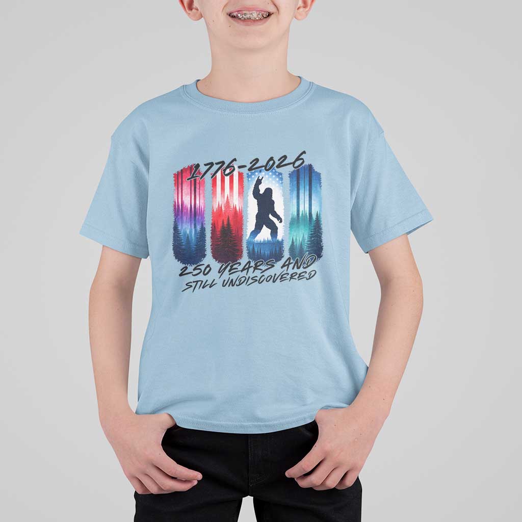 Funny Patriotic Bigfoot T Shirt For Kid 250 Years And Still Undiscovered