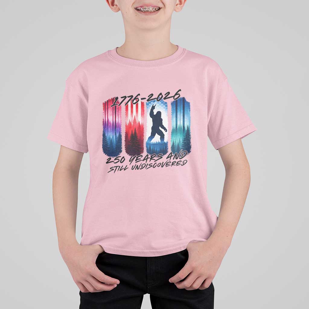 Funny Patriotic Bigfoot T Shirt For Kid 250 Years And Still Undiscovered