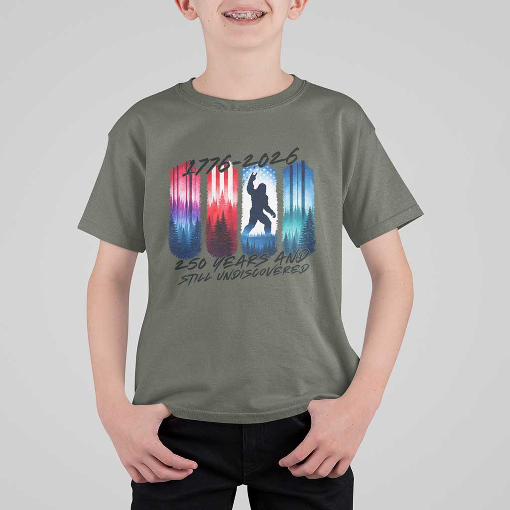 Funny Patriotic Bigfoot T Shirt For Kid 250 Years And Still Undiscovered