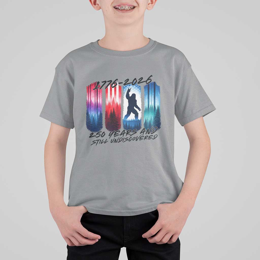 Funny Patriotic Bigfoot T Shirt For Kid 250 Years And Still Undiscovered