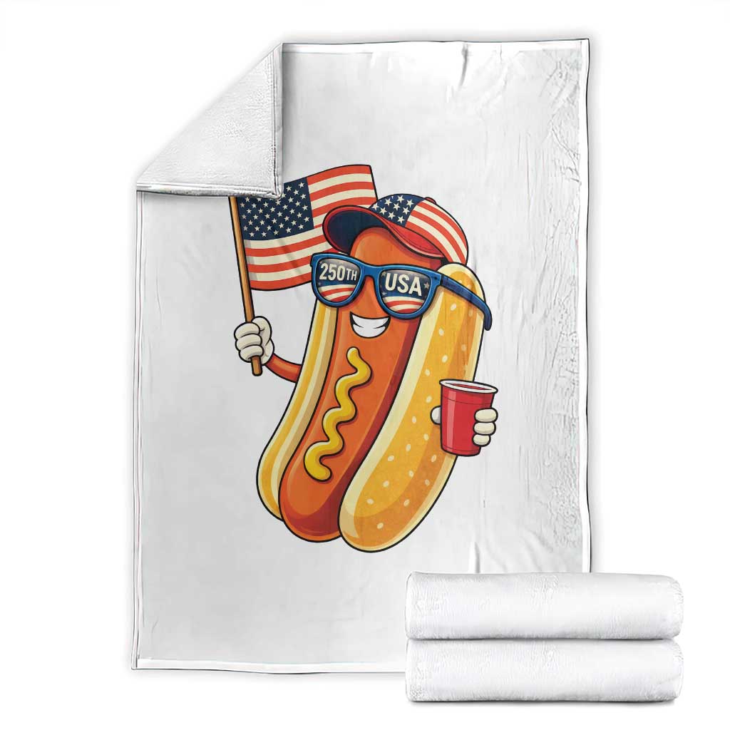 Funny Patriotic Hotdog Throw Blanket USA 250th Anniversary