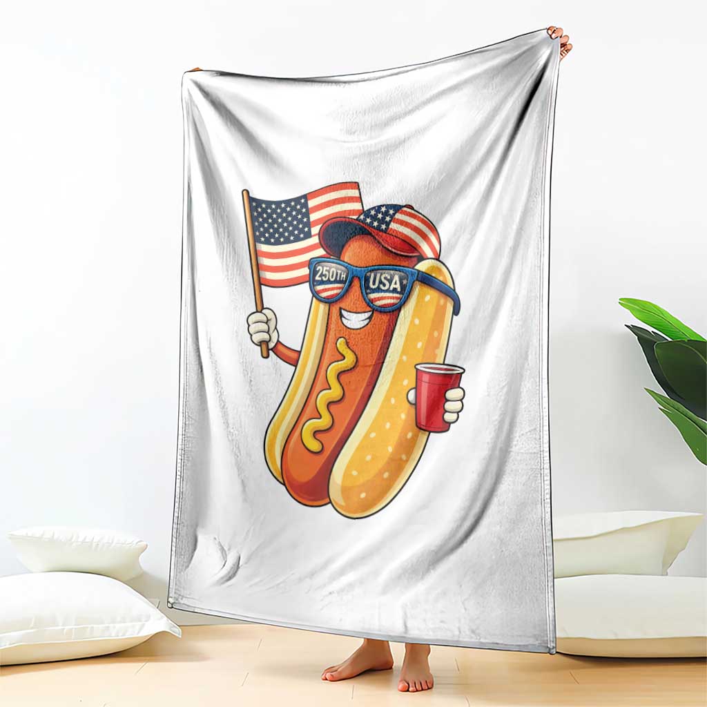 Funny Patriotic Hotdog Throw Blanket USA 250th Anniversary