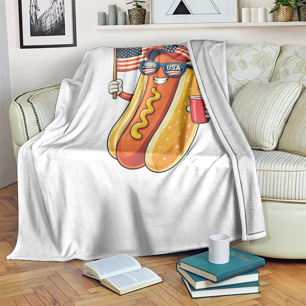 Funny Patriotic Hotdog Throw Blanket USA 250th Anniversary