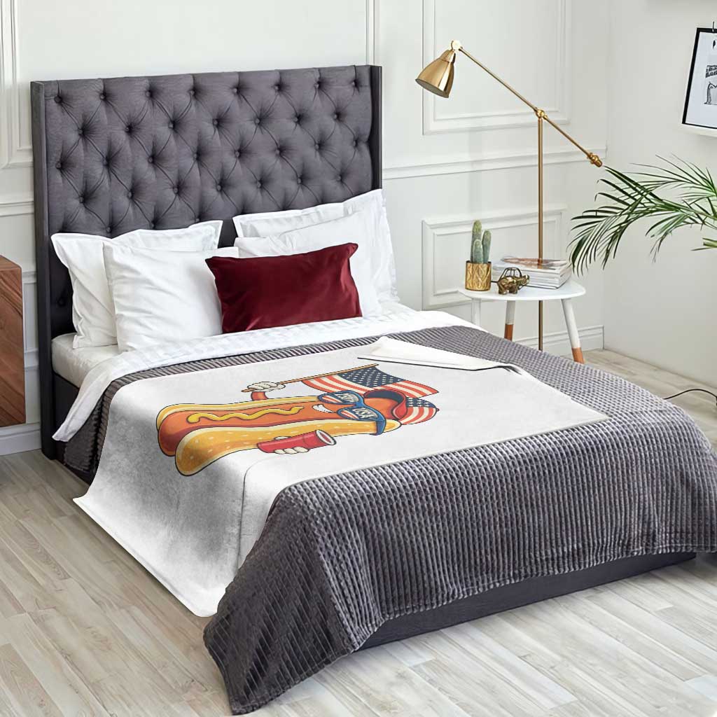 Funny Patriotic Hotdog Throw Blanket USA 250th Anniversary