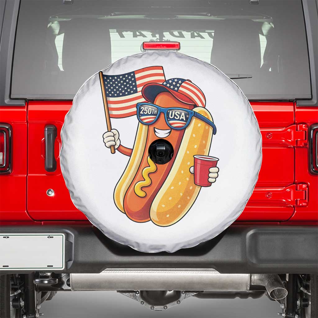 Funny Patriotic Hotdog Spare Tire Cover USA 250th Anniversary