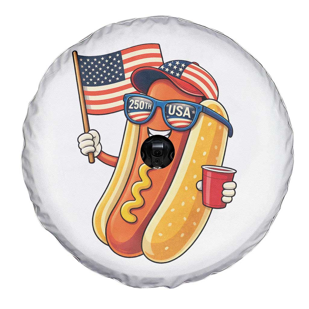 Funny Patriotic Hotdog Spare Tire Cover USA 250th Anniversary