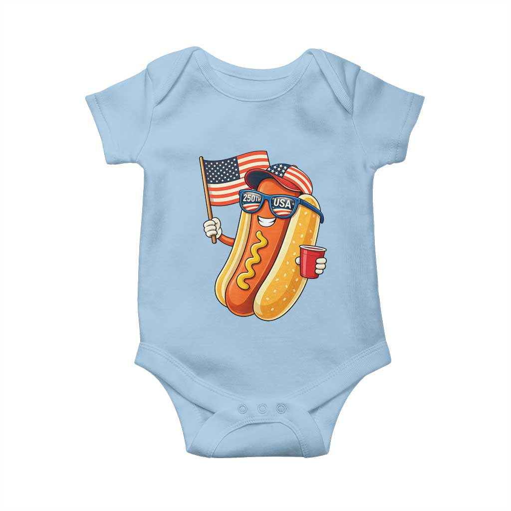 Funny Patriotic Hotdog Baby Onesie USA 250th Anniversary