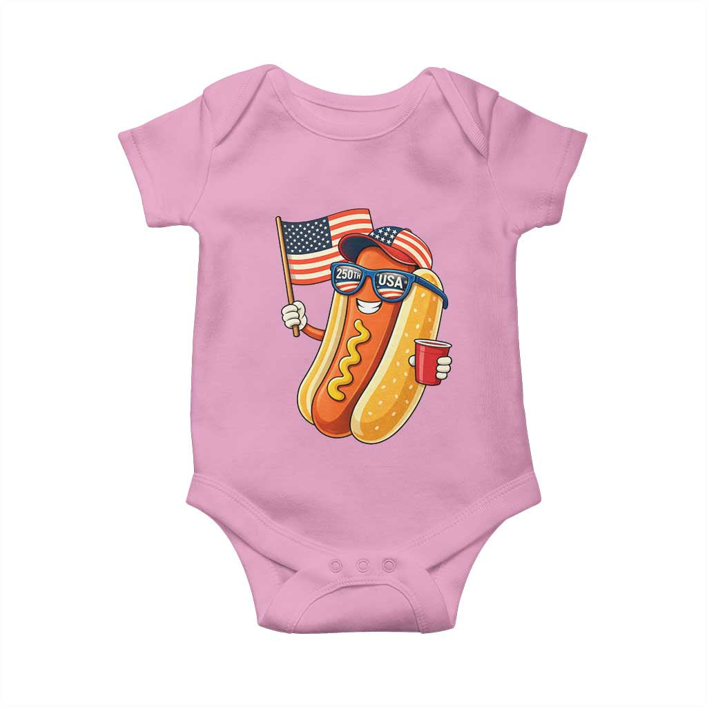 Funny Patriotic Hotdog Baby Onesie USA 250th Anniversary