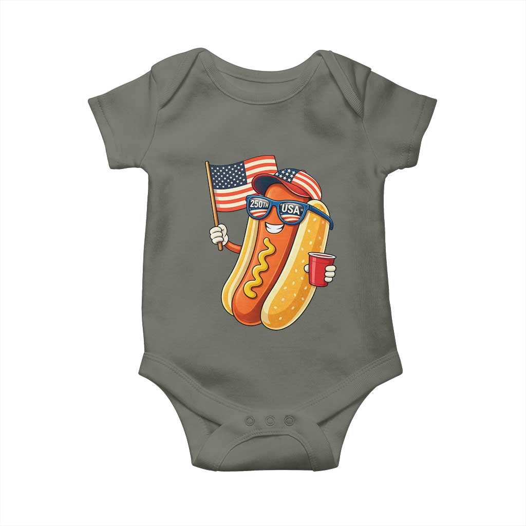 Funny Patriotic Hotdog Baby Onesie USA 250th Anniversary