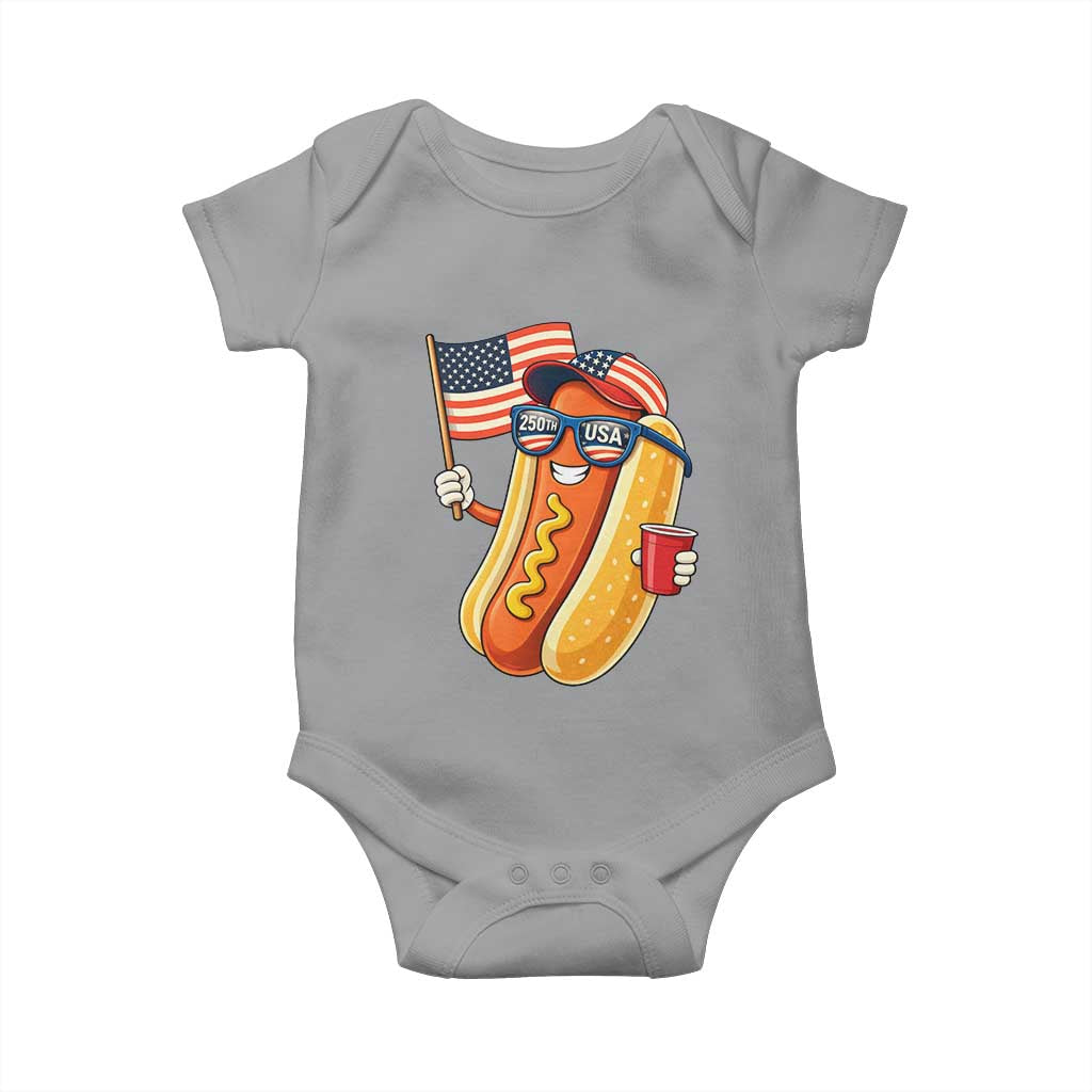 Funny Patriotic Hotdog Baby Onesie USA 250th Anniversary