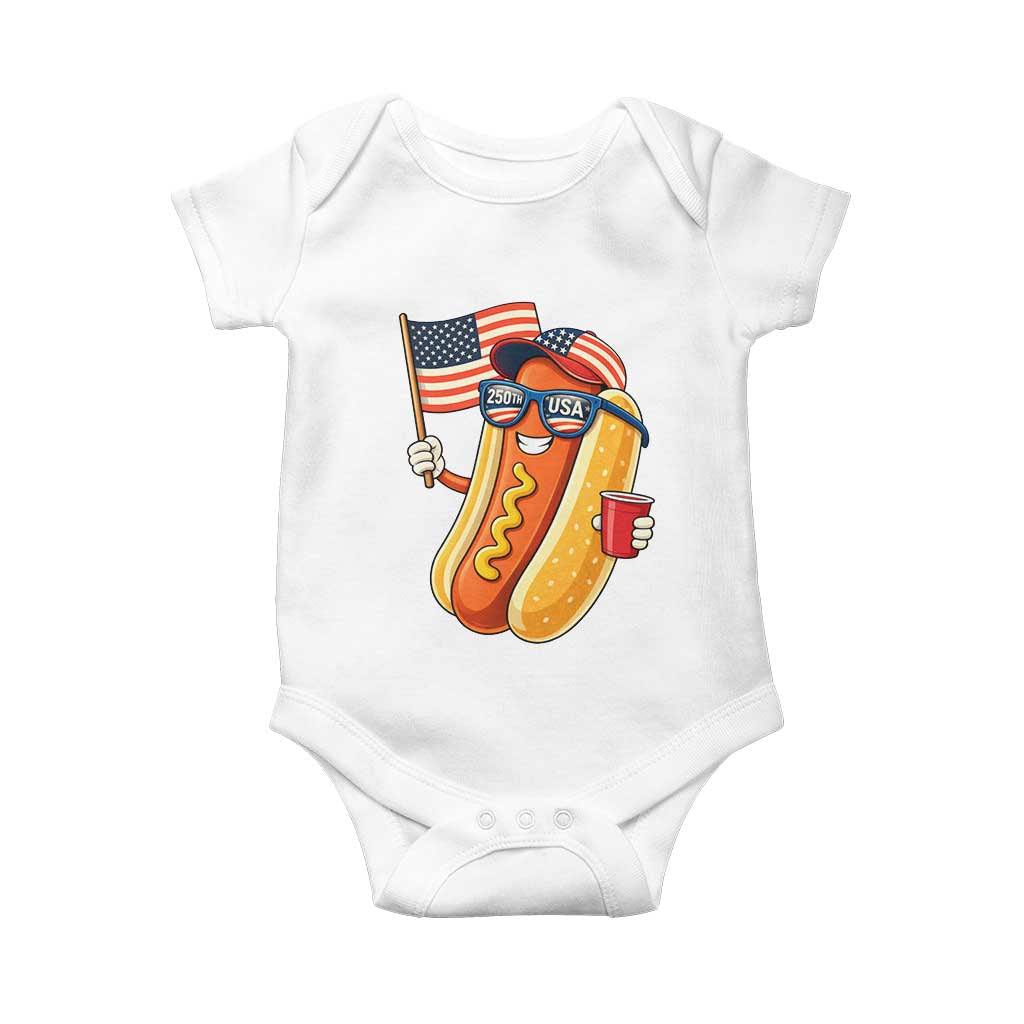 Funny Patriotic Hotdog Baby Onesie USA 250th Anniversary