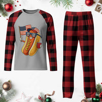 Funny Patriotic Hotdog Plaid Pajama Set USA 250th Anniversary