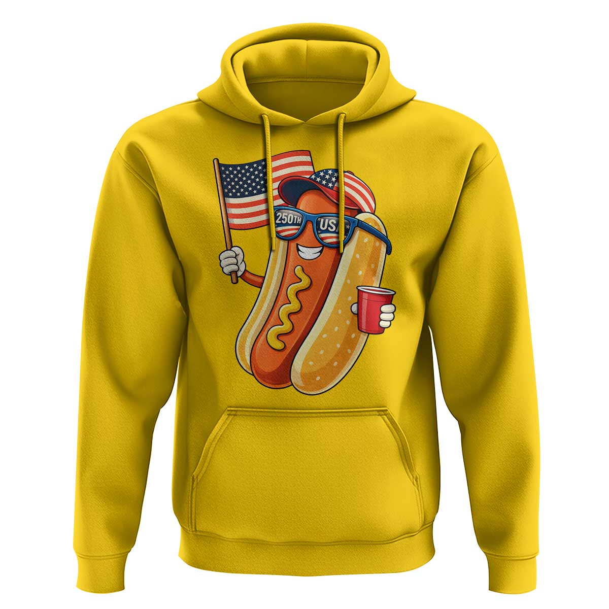 Funny Patriotic Hotdog Hoodie USA 250th Anniversary
