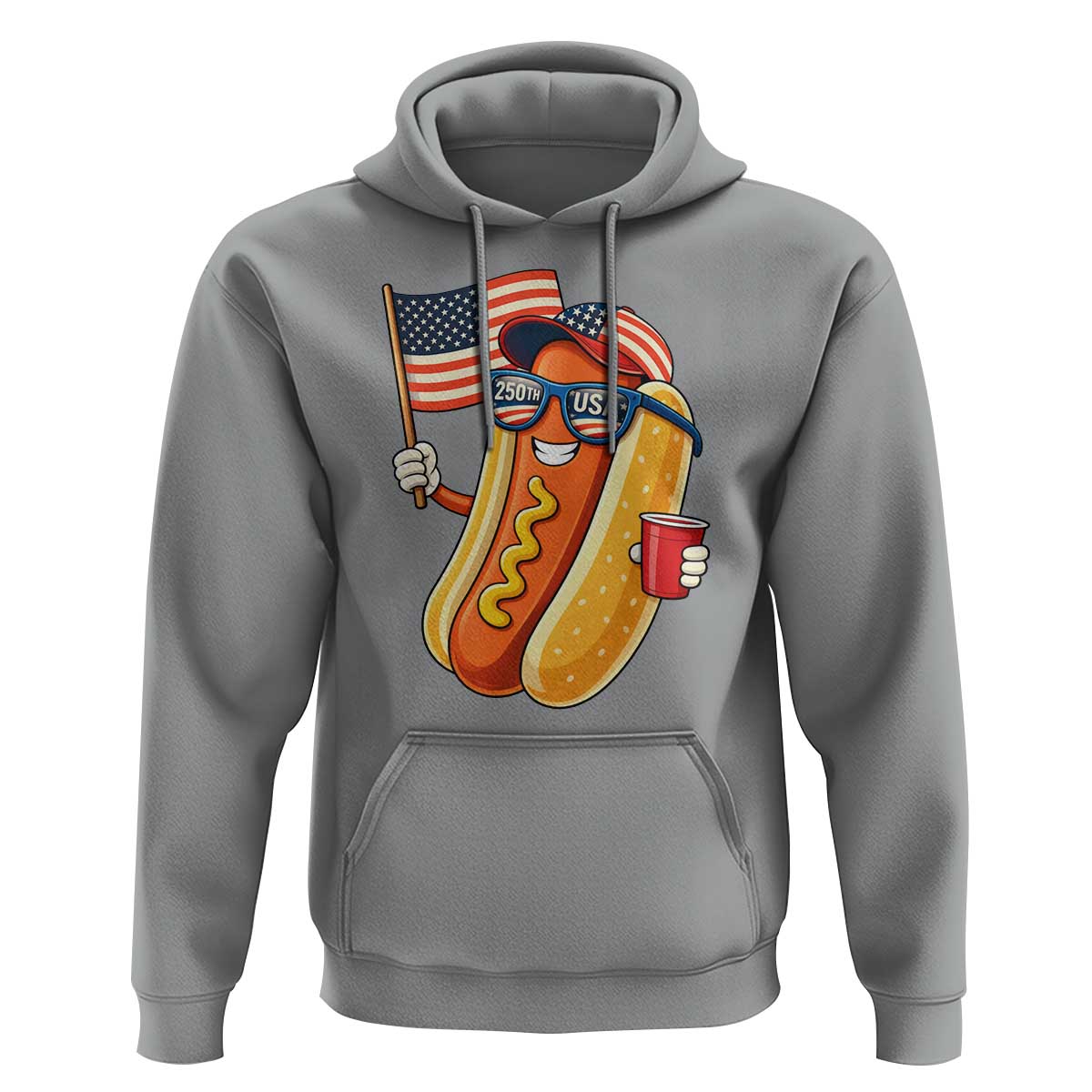 Funny Patriotic Hotdog Hoodie USA 250th Anniversary