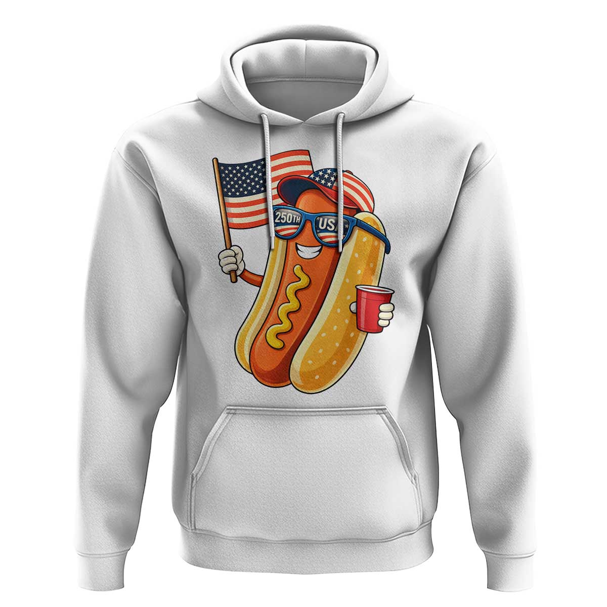 Funny Patriotic Hotdog Hoodie USA 250th Anniversary