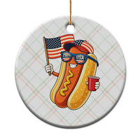 Funny Patriotic Hotdog Ceramic Ornament USA 250th Anniversary