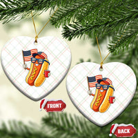 Funny Patriotic Hotdog Ceramic Ornament USA 250th Anniversary