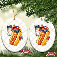 Funny Patriotic Hotdog Ceramic Ornament USA 250th Anniversary