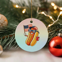 Funny Patriotic Hotdog Ceramic Ornament USA 250th Anniversary