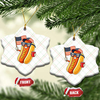 Funny Patriotic Hotdog Ceramic Ornament USA 250th Anniversary