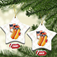 Funny Patriotic Hotdog Ceramic Ornament USA 250th Anniversary