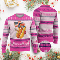 Funny Patriotic Hotdog Ugly Christmas Sweater USA 250th Anniversary